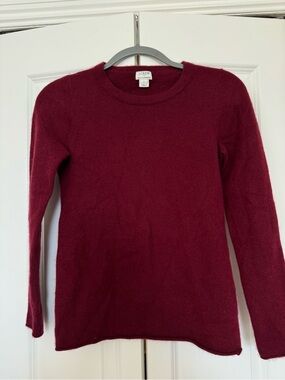 J. Crew Women's Burgundy Cashmere Crewneck Sweater